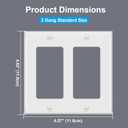 [10 Pack] BESTTEN Decorator Wall Plate, 2 Gang Standard Size Outlet Cover for GFCI and USB Receptacles, H4.53 x W4.57, Unbreakable Polycarbonate Material, UL Listed, White