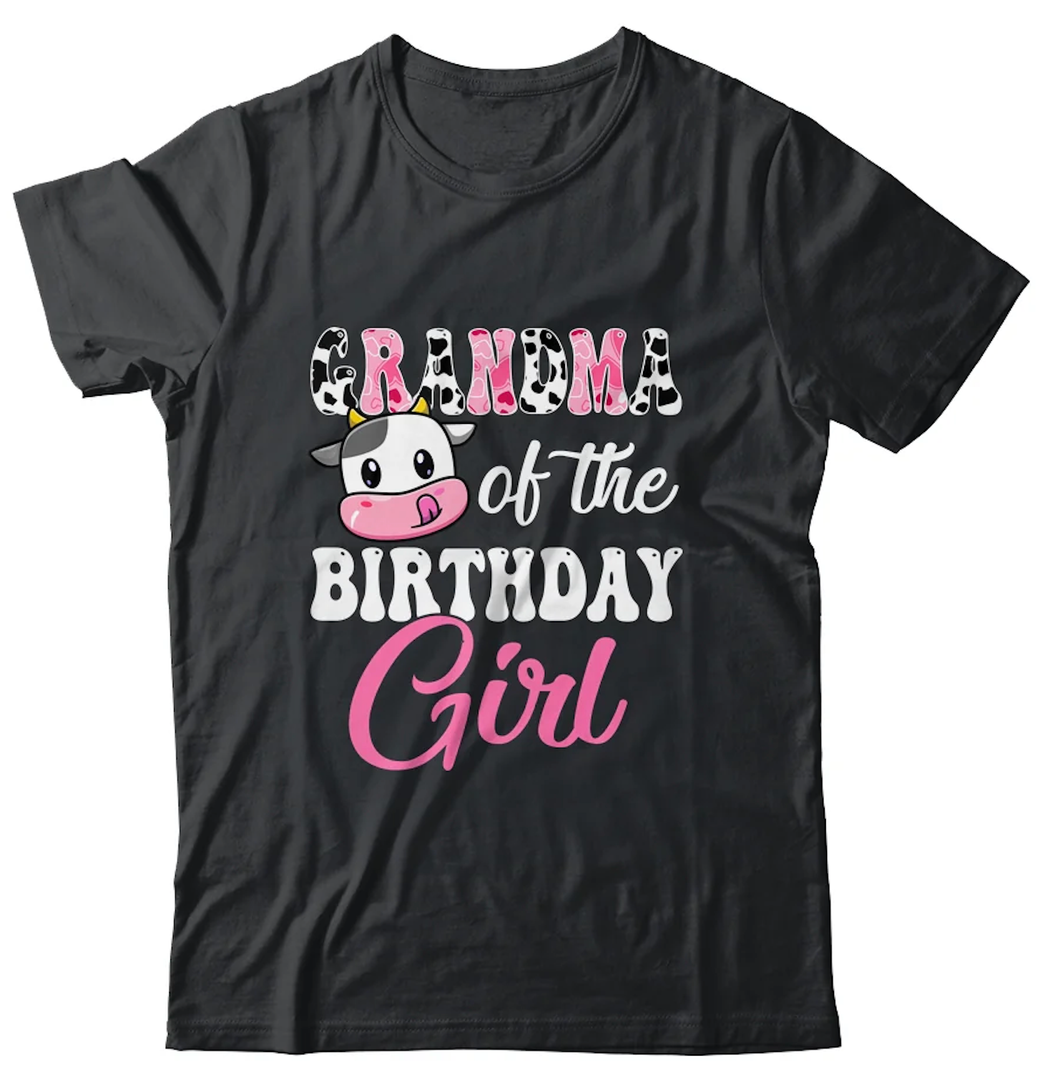Grandma of The Birthday Girl Farm Cow 1St Birthday Girl T-Shirt M