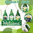 4 x St. Patrick's Day Decoration, Gnome Welcome Wooden Hanging Sign, Gnome Shamrock Wreaths for Front Door, Irish Sign Welcome Hanging for St. Patrick's Day Home Decor Party