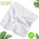 Oudain 200 Pcs White Cleaning Cloths Bulk Reusable Cleaning Rags Cotton Washcloths Absorbent Dishcloths Small Kitchen Rags Soft Bath Towels for Housekeeping, 9.8 x 9.8 Inch, 25 x 25 cm
