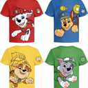 Paw Patrol Graphic T-Shirt (Sets) Marshall Chase Rubble Rocky Skye Everest Zuma Outfit Tee Toddlers Birthday to Kids Clothes (Blue/Yellow/Red/Green) 3T
