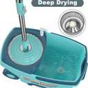 Spin Mop and Bucket System, Mop and Bucket with Wringer Set,Mops for Floor Cleaning,Household Supplies Tools with 6 Replacement Refills,61" Extended Handle for Household Hardwood Floor - Green