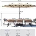 15ft Large Outdoor Patio Umbrella, Double Sided Table Umbrella with Crank, 12 Steel Ribs Market Umbrella