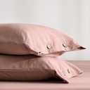 JELLYMONI 100% Washed Cotton Standard Pillowcases Set, 2 Pack Linen-Like Texture Breathable Pillow Covers with Button Closure,Darker Rose Standard 20"×26"(Pillows are not Included)