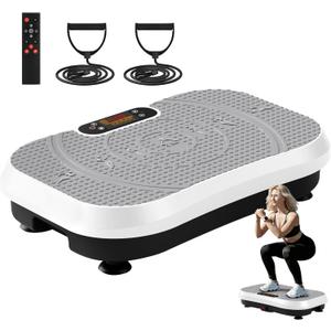SoftGym Waver Vibration Plate Exercise Machine for Lymphatic Drainage Weight Loss,120 Speed Levels Vibrating Platform with Resistance Bands,Full-Body Workout Equipment for Muscle Toning