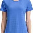 EZRUN Women's Swim Shirt UPF 50+ Rash Guard Quick Dry Short Sleeve Workout T-Shirts Summer Bathing Suit Top (Royal Blue)