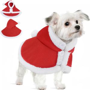 AOFITEE Dog Christmas Cloak - Christmas Dog Costume, Funny Red Pet Santa Cloak with Hat for Small Dogs, Soft Fleece Xmas Cape Holiday Party Outfit for Cats & Puppy, Medium Dogs