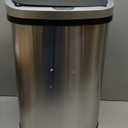 FDW Kitchen Trash can for Bathroom Bedroom Home Office Automatic Touch Free Garbage bin with lid Brushed Stainless Steel Rectangular 13 Gallon / 50L