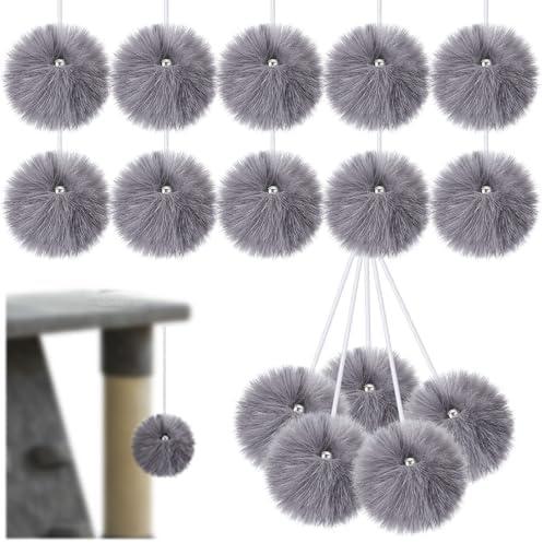 Simgoing 13 Pack Interactive Cats Toy Replacement Balls for Cat Trees Tower Kitty Dangling Toy with Bell Rope Kitten Scratching Post Tree Tower Ball for Indoor Kitten(Gray)