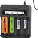 18650 Battery Charger 4 Bay, Smart LCD Battery Charger for 3.7V-4.2V Li-ion / 1.2V-1.5V Ni-MH Ni-Cd Batteries, Compatible with 26650, 21700, 18650, 18500, 16340, 14500, AA, AAA