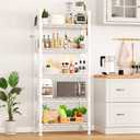 FUTASSI Metal Storage Rack, Storage Organizer Shelves for Kitchen, Bathroom, Living Room, Balcony and Garage, 5 Tiers Narrow Bookshelf, 21.2" W x 9.4" D x 59.2" H, Load 400lbs, White
