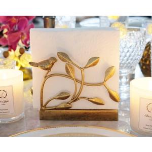 Golden Bird Vertical Napkin Holder | Elegant Sturdy Disposable Paper Hand Towel Storage Tray Caddy | Bathroom Kitchen Dining Restaurant Wedding Party Hotel Office | Indoor Outdoor décor