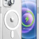MOCCA Strong Magnetic for iPhone 13 Case Clear, [Anti Yellowing][Compatible with Magsafe][Screen Protector+Camera Lens Protector] Slim Shockproof Protective Case for iPhone 13 Phone Case 6.1", Clear (iPhone 13 6.1inch, A-Clear)