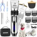 Dog Clippers Grooming Kit and Paw Trimmer,Cordless,Low Noise, Electric Quiet,Rechargeable, Dog Trimmer Grooming, Pet Hair Clippers for Thick Coats,Shaver for Small and Large Dogs Cats(Silver)