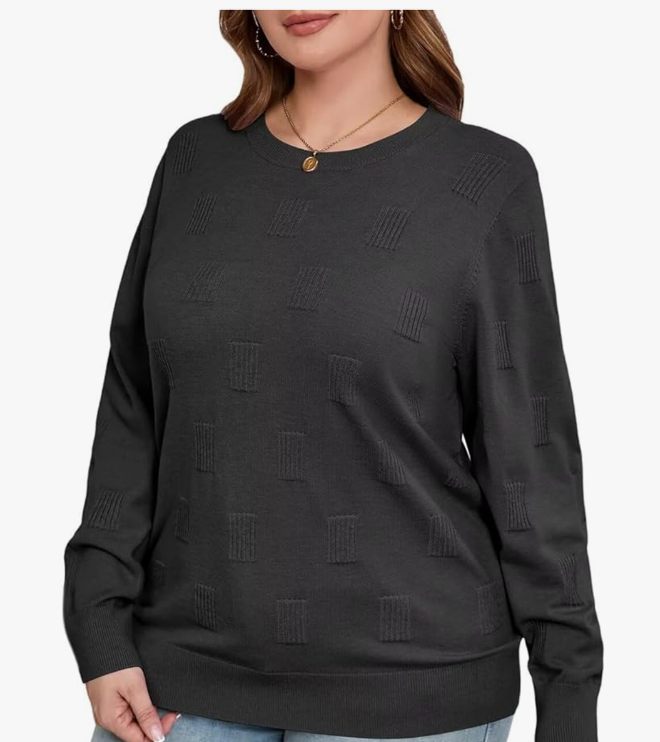 MONNURO Plus Size Sweaters for Womens Fashion Knit Long Sleeve Pullover Fall Tops Casual Shirts M