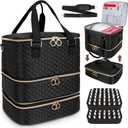 Nail Polish Organizer Bag, 3 Layers Nail Kit Organizers and Storage Case Holds 84 Bottles(15ml/0.5fl.oz)& Nail Lamp, Large Shoulder Bag Travel Carrying Case Box for Nail Supplies