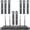 Phenyx Pro Wireless Microphone System, 8-Channel Wireless Mic, w/ 8 Handheld Dynamic Microphones, Auto Scan,8x40 UHF Frequencies, 328ft Range, Mics for Singing,Church, Karaoke(PTU-6000-8H)