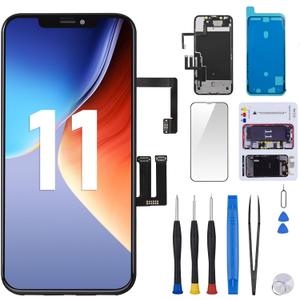 for iPhone 11 Screen Replacement 6.1" with Ear Speaker and Sensor Kit Full Assembly 3D Touch LCD Display Digitizer Fix Tools Magnetic Screw Mat Front Earpiece Repair Glass A2111 A2223 A2221