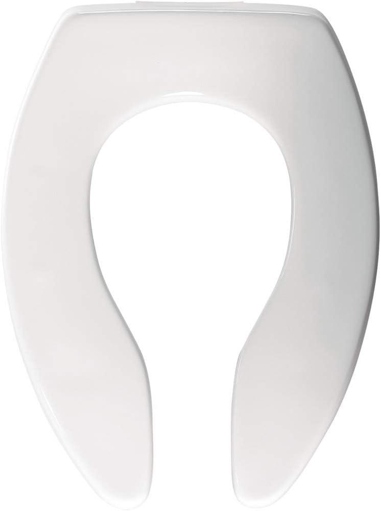 Bemis 3155SSC000 Plastic Open Front Less Cover Elongated Toilet Seat with Self Sustaining Check Hinge, White