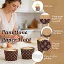 48 Set 15oz Panettone Paper Molds Disposable Non-Stick Baking Cups for Easter, Includes Ribbon, Bags, and Greeting Cards, Oven & Microwave Safe Ideal for Homemade Bread,Cake,Gift Giving, 5.1"W x 4.3"H