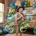 4 Pcs Large Sea Bass Foil Balloons, Realistic Fish Balloons for Ofishally One Birthday Decorations, Gone Fishing Theme Party Supplies, Let's Go Fishing Baby Shower, Fisherman Birthday Decor