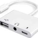 USB C to USB Adapter, 3 in 1 AUX to USB C Adapter with 3.5mm Headphone Jack + OTG + 60W PD Fast Charging Port,Compatible with iPhone 15/16, iPad Pro, MacBook and More