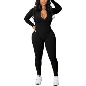 chicyes Women's Sexy Jumpsuits Workout Sleeveless Ribbed One Piece Casual Pants Plus Size Romper Summer Outfits (Black, M)