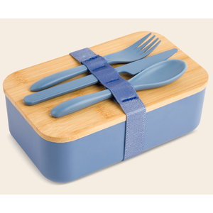 Bamboo Benton Box With Utensil Set And Removable Divider