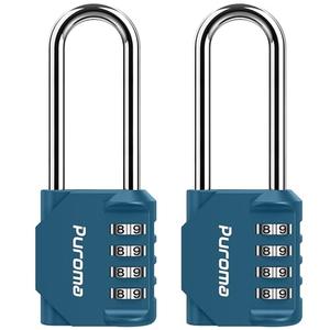 Puroma 2 Pack 2.6 Inch Long Shackle Combination Lock 4 Digit Outdoor Waterproof Padlock for Hasp Locker Lock, Sports Locker, Fence, Gate, Toolbox, Case, Hasp Storage, Cabinets (Peacock Blue)