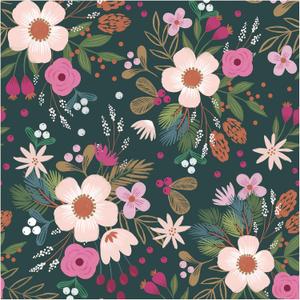 HAOKHOME Floral Peel and Stick Wallpaper Nursery Vintage Removable Stick on Contact Paper for Bathroom Decor Dark Green/Pink/Orange 17.3in x 9.8ft