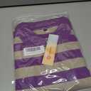 Womens Striped Polo T-Shirts Oversized Short Sleeve Top Cotton Color Block Loose Basic Tee Casual Tunics Summer Spring Tops (Purple, M)