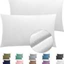 2 Pack Zippered Velvet King Pillowcases, Super Soft and Cozy Luxury Fuzzy Flannel Pillow Cases with Zipper, 20x36 Inches, White