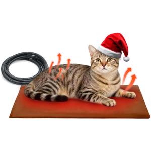 Cat Heating Pad for Bed Warming: Self Warming 19.68"x12" Electric Heated Mat with Removable Washable Cover for Dogs Cats and Small Animals Ideal Winter Heat Blanket for Comfort and Relief During Naps (Brown)