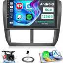 [8-Core 6+128GB] Android 15 Car Stereo for 2008-2012 Subaru Forester Impreza WRX Radio, 9 Inch IPS Touch Screen Radio Wireless Apple Carplay Android Auto, Bluetooth GPS WiFi 32EQ/DSP/FM/SWC Backup Cam