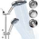 Filtered Shower Head with Handheld Shower Head High Pressure Rainfall System with Slide Bar Dual Filter Softener for Hard Water,6 Spray Modes,Adjustable Height,Chrome