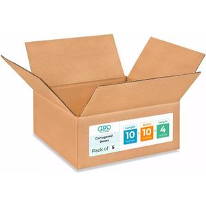 Medium Moving & Shipping Boxes 10 x 10 x 4 inches (5-Pack) - Extra Strength 200 lb vs Regular - Corrugated Cardboard Boxes for USPS/FEDEX - Medium Box - Corrugated Cardboard Box by IDL Packaging (10 x 10 x 4" (Medium Boxes))