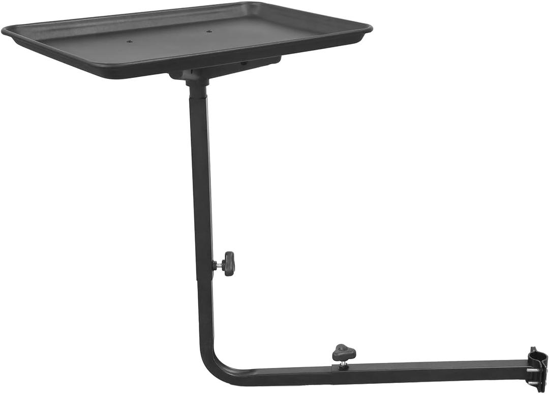 Steel Salon Tray for Hair Stylist - Attached to Chair, 360 Degree Rotating - Barber & Hairdressing Tools (Black)