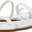 The Drop Women's Paris Square Toe Two Strap Flat Sandal (8.5, White)