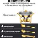Keyoxy Chafing Dishes for Buffet 5 Qt Food Warmers 4 PACK (Gold-Glass)