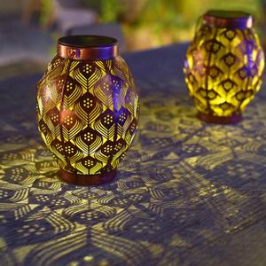 ARTER Solar Lanterns Outdoor Waterproof Retro Hollowed-Out Solar Garden Lights, Pack of 2 Large Hanging Solar Lights for Yard Patio Tabletop Landscape Decor, 7.87" Tall (Copper)