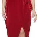Kensie Womens Short Sleeve Tie Waist Midi Dress (Small, Red)