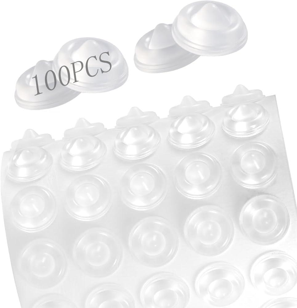 Cabinet Door Bumper, 100Pcs Clear Cabinet Rubber Bumpers Self-Adhesive for Kitchen Drawers, Picture Frames, Cupboard Doors