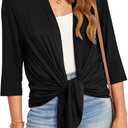 Veryoung Women's 2026 Casual Short Sleeve Cardigan Front Tie Lightweight Summer Casual Open Front Cardigans (Black, M)