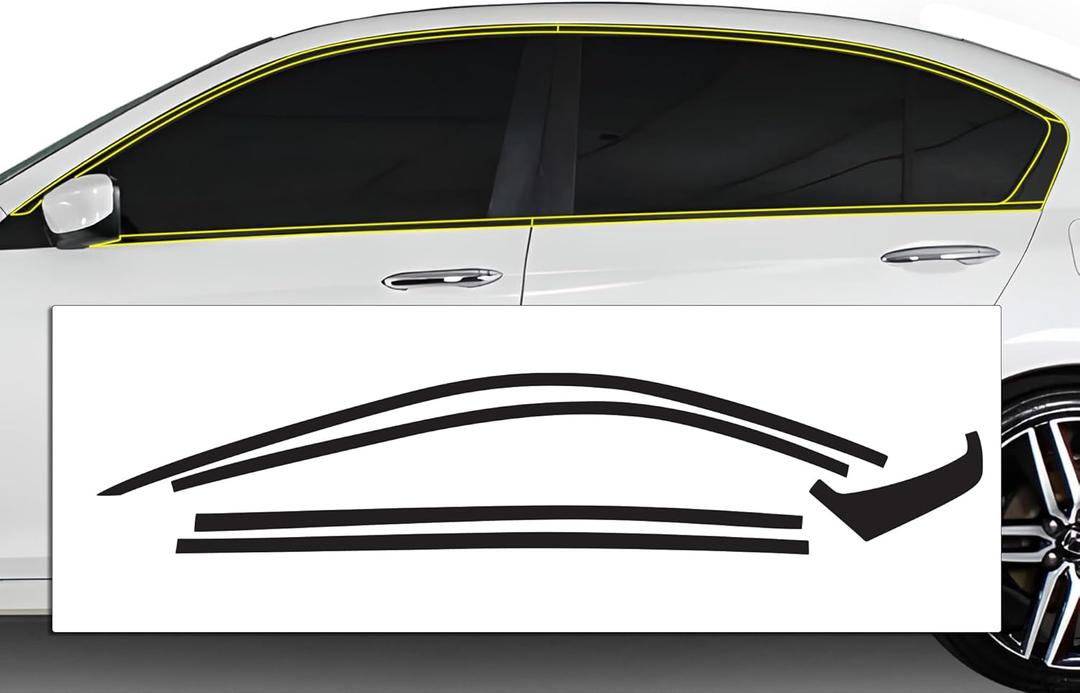 BOGAR TECH DESIGNS for Honda Accord 2013-2017 Side Window Chrome Delete  Precut Vinyl Trim Overlay, Gloss Black Blackout Appearance