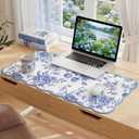 Kingdder Scalloped Desk Mat Large Blue and White Floral Chinoiserie Mouse Pad 31.5" x 15.7" Aesthetic Vintage Nonslip Rubber Base Keyboard Pad for Laptop Computer Dorm Home Office Gaming