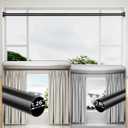 Extra Long Tension Curtain Rod No Drill by EZFurni, 82123 Inch Heavy Duty Tension Rod with Lock-In Stability, Spring-Loaded Non-Slip Secure Hold for Shower, Window, Patio, 1.26" Diameter, Black