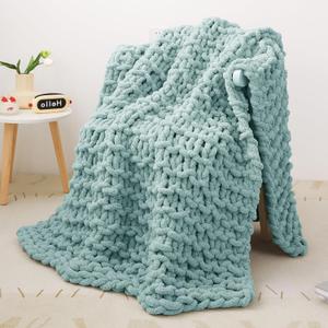 Mooreeke Chunky Knit Blanket 50"x60" Aqua Blue Soft Washable Chenille Throw Blanket Cozy 100% Handmade Crochet Blankets with Jumbo Chenille Yarn for Couch Bed Sofa Room Decor Mooreeke Chunky Knit Blanket 50"x60" Aqua Blue Soft Washable Chenille Throw Blanket Cozy 100% Handmade Crochet Blankets with Jumbo Chenille Yarn for Couch Bed Sofa Room Decor