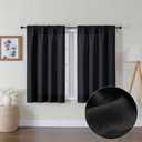 Lecloud Bessie Black Curtains 45 Inch Length 2 Panels, Light Filtering Burlap Window Curtains for Living Room, Rod Pocket Faux Linen Curtain Drapes, Each 30 W x 45 L