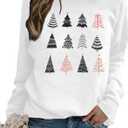 ASTANFY Christmas Sweatshirt Womens Christmas Tree Sweatshirts Xmas Lightweight Pullover (White, XXL)