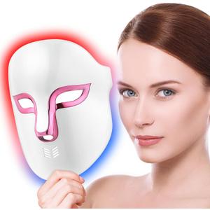 LED Face Mask Light Therapy,Red Blue Light Therapy for Face Wrinkle Acne Reduction,Rechargeable LED Facial Mask Skin Care with 4 Color